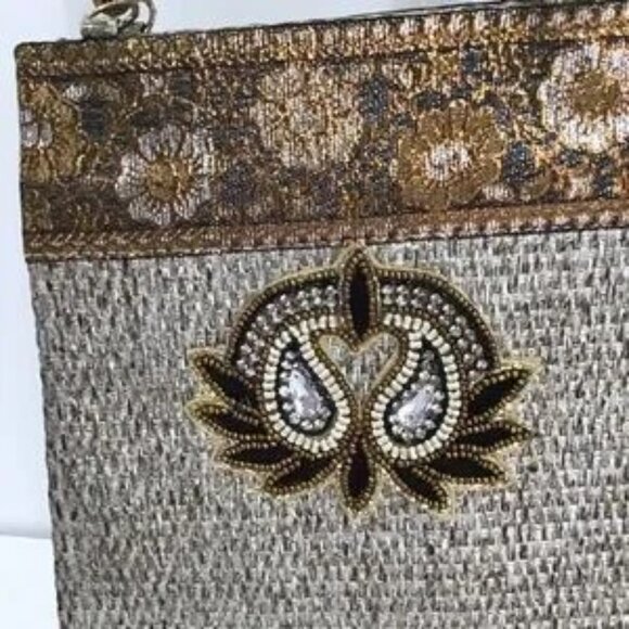 Vintage Cocktail Bag Beaded Rhinestone Made In India Ornate Formal Evening - Picture 5 of 5